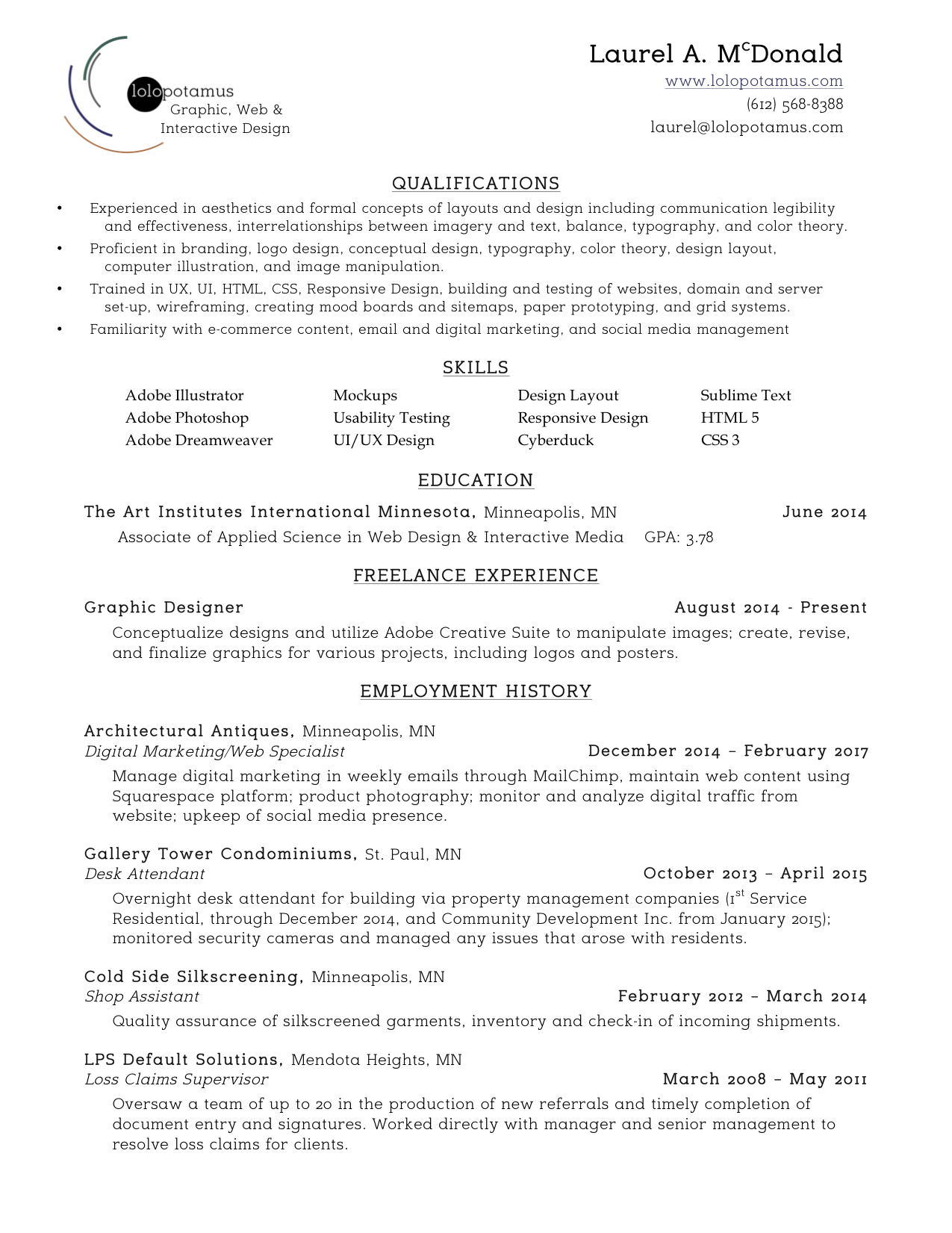 Resume - Laurel A. McDonald